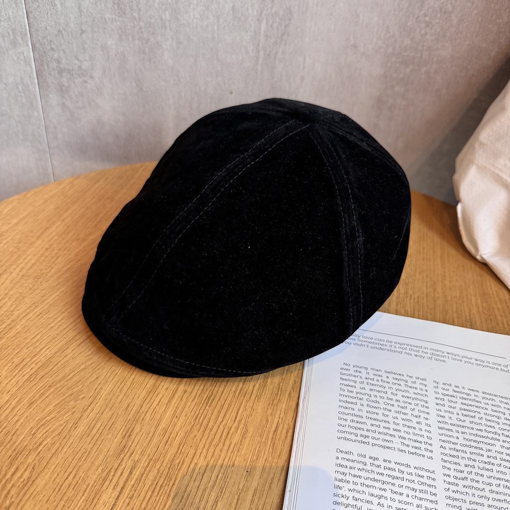 Color Classic Solid Retro Newsboy Cap Faux Suede Material Fall Winter Women