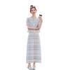 A complete set of women's summer new exquisite lace striped coat skirt two-piece set