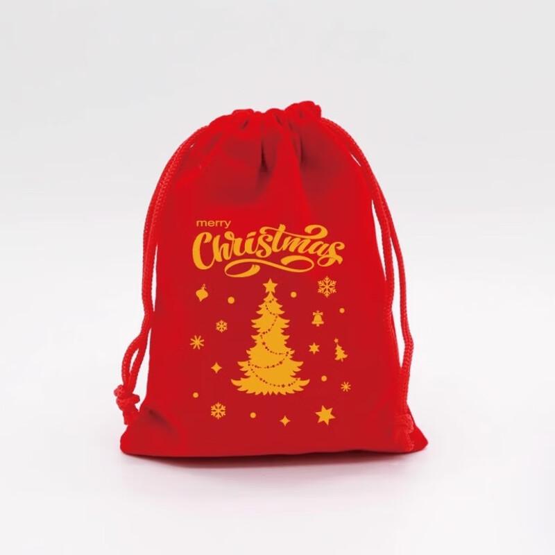 Christmas Red Velvet Drawstring Gift Bags