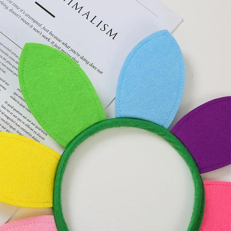 Sunflower Hair Bands Rainbow Colour Hair Bands Birthday Festival Party Cute Headband Stage Hair Decoration Children's Day Gift