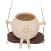 Hanging Resin Planter Pot Exquisite Lovely Unique Swing Face Flower Plant Pot with Rope Decoration for Garden Patio Balcony