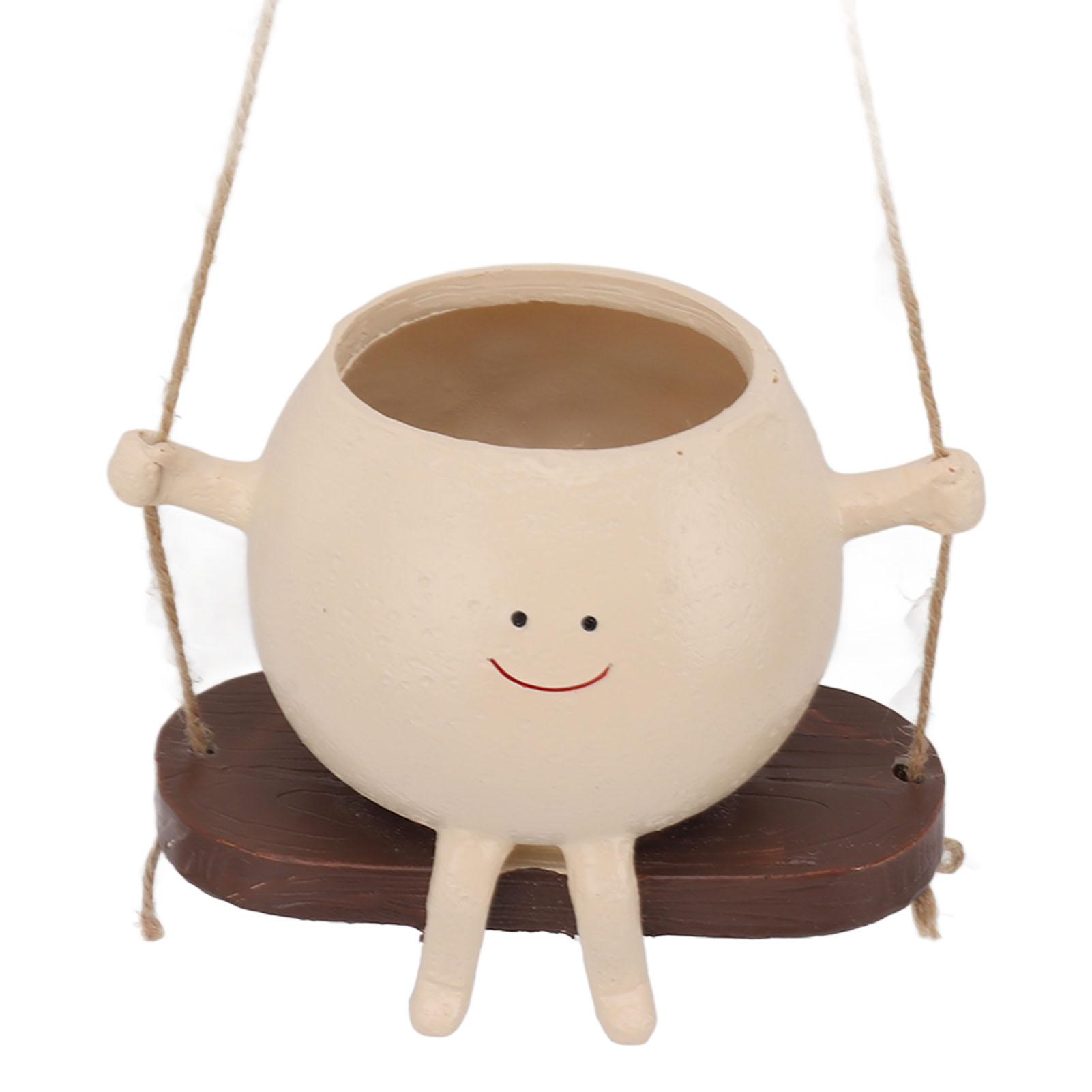 Swing Face Planter Pot, Resin   Planter Face   Pots, Plants   Pots for String of Pearls Plant, Hanging Resin Flower Head Plante