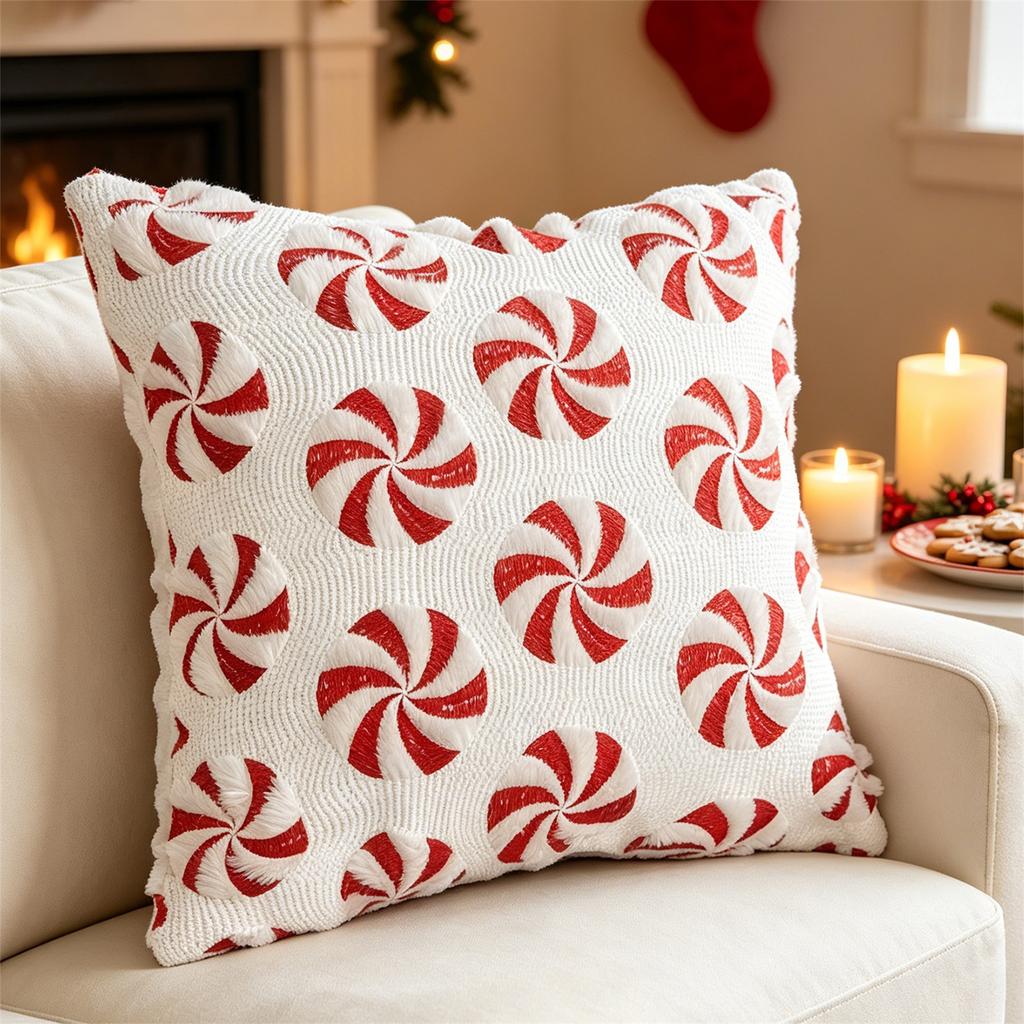 Christmas Covers with Candy Print for Holiday Home Decor Couch Sofa Festive Throw Case