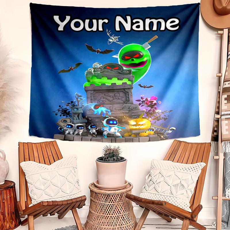 Personalisierte Astro Bot Hintergrund-Wandbehang, Benutzerdefinierter Name Geburtstagsparty, Multifunktionale Wanddekoration für Heimdeko, Verschiedene Anlässe