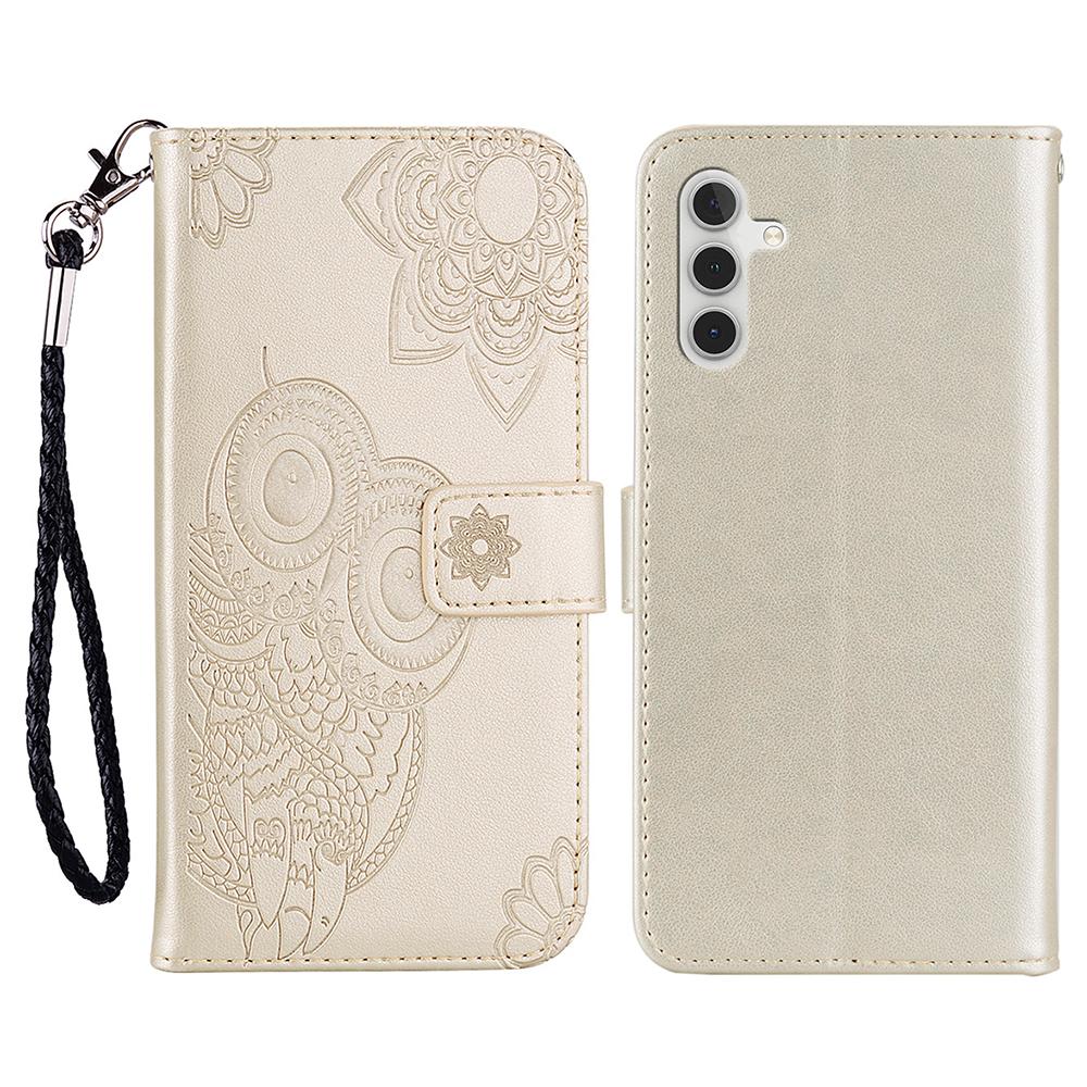 For Samsung Galaxy S24 FE Case Owl Flower Imprinted Leather Cover Wallet with Strap