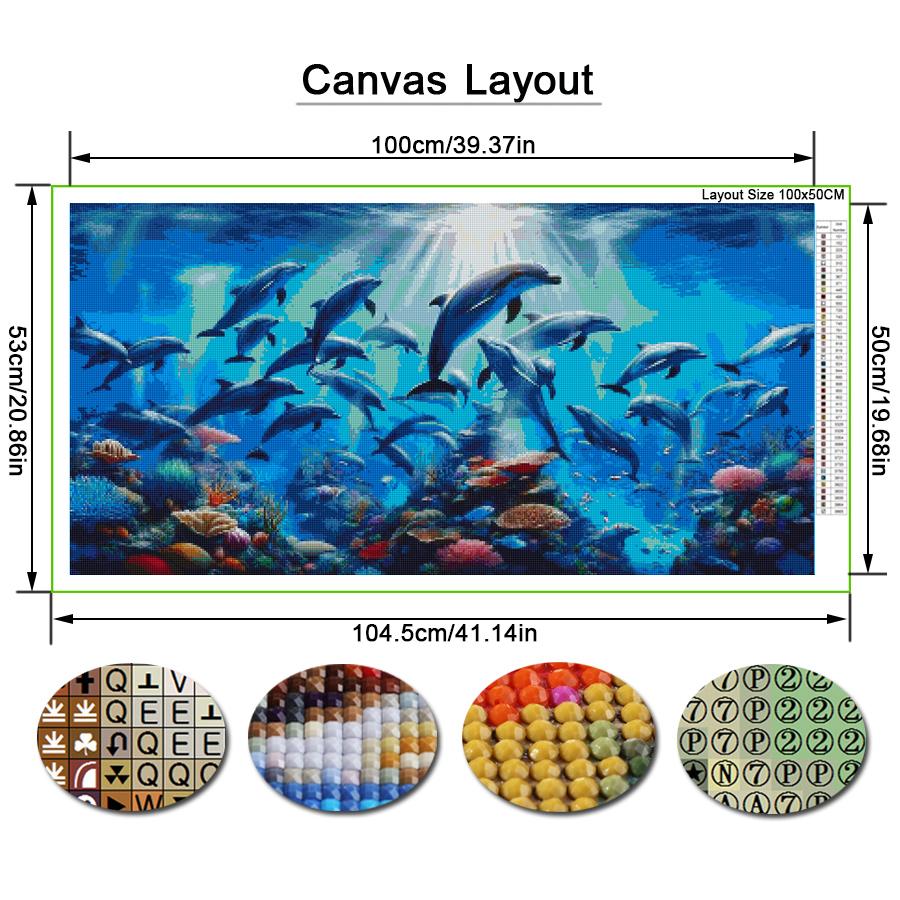 Dolphin Underwater Scenery Large Size Diamond Painting Diy Full Square Round Drill Rhinestone Embroidery Marine Animals Mosaic Cross Stitch Kits