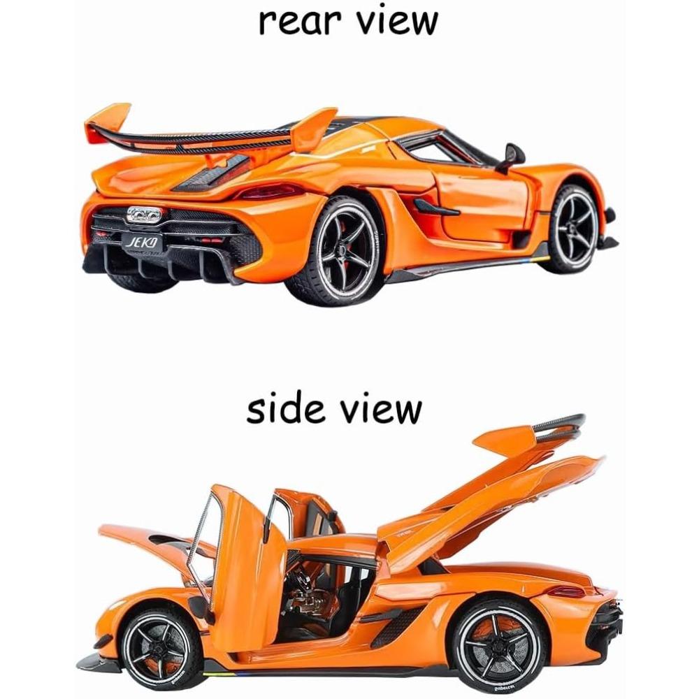 1/24 Koenigsegg Jesko Modello Auto Giocattolo Lega Arancione da Collezione Veicoli Die-cast con Suono e Luce