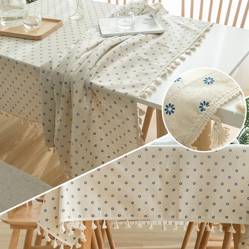 Printed Cotton and Linen Household Tablecloth Decoration Towel Tassel Rectangular Dustproof Tablecloth