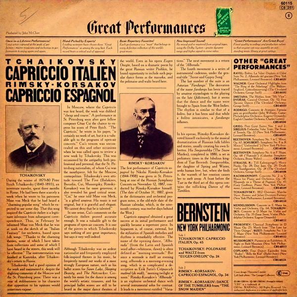 

LP Record PYOTR ILYICH TCHAIKOVSKY NIKOLAI Capriccio Italien Capriccio Espa 60115 CBS 1981 Netherland Classical Used