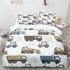 Cartoon Engineering Vehicle Childrens Duvet Cover Set Tractor Truck Quilt Cover Modern Bed Set For Boy Polyester Bedding Set
