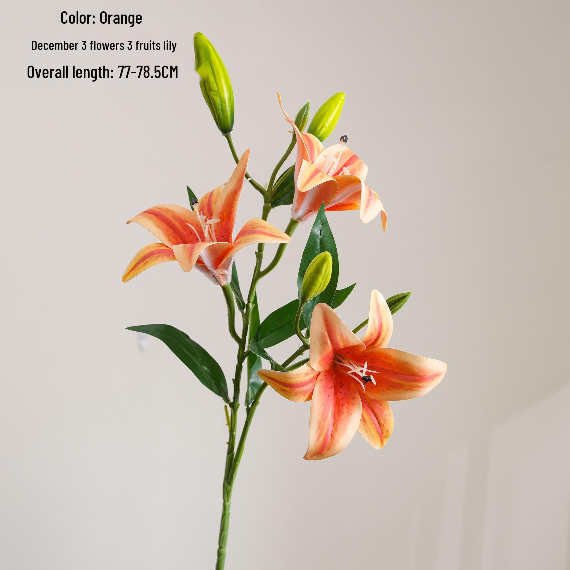 December Lily & Rose Wedding Bouquet Artificial Flower Decoration оранжевый