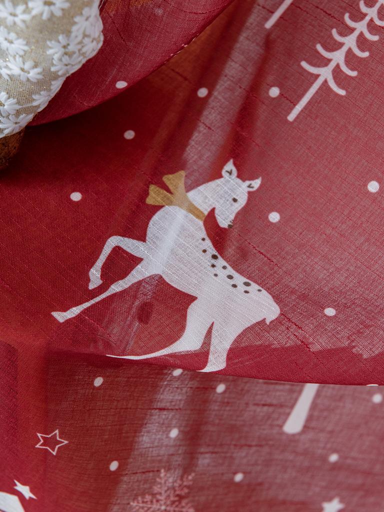 2PCS Red Christmas Curtains and Window Screens Are Suitable for Decorating Living Rooms, Bedrooms, and Home Decor