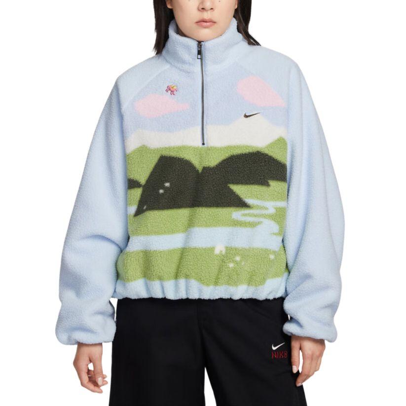 Nike Women s NSW CNY Year Of The Horse Fleece Half-Zip Jacket Light Armory Blue IQ3822-407 L