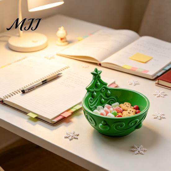 Tabletop Candy Dish Christmas Tree Bowl, 3D Printed Holiday Treat Storage Container, Small Trinket Organizer Decorative Snack Serving Bowl for