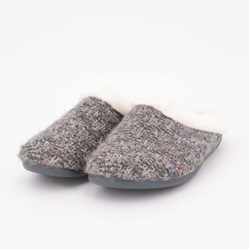Chaussons sabina moutonné avec tweed gris Femme BONADONA