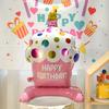 Birthday Cake Balloon with Base Standing Foil Balloon Cute Cake Balloon Kids Boy Girl Birthday Party Decor Supplies Baby Shower