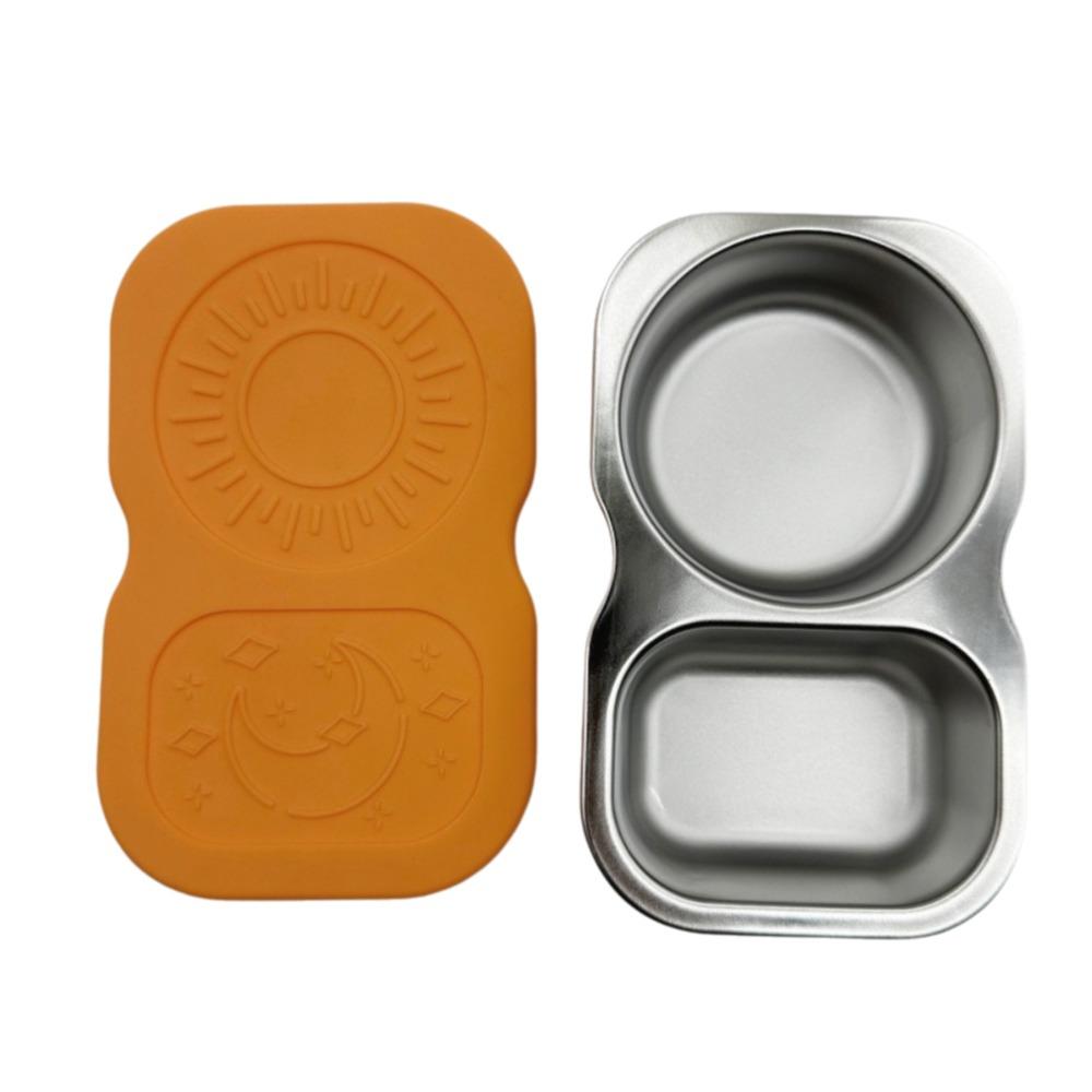 

Silicone Snack Box Double Compartment Sauce Dish Durable Food Storage Container Picnic помаранчевий