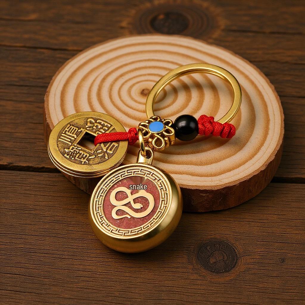 Brass Rotating Zodiac Keychain Pendant: Unisex Creative Handicraft