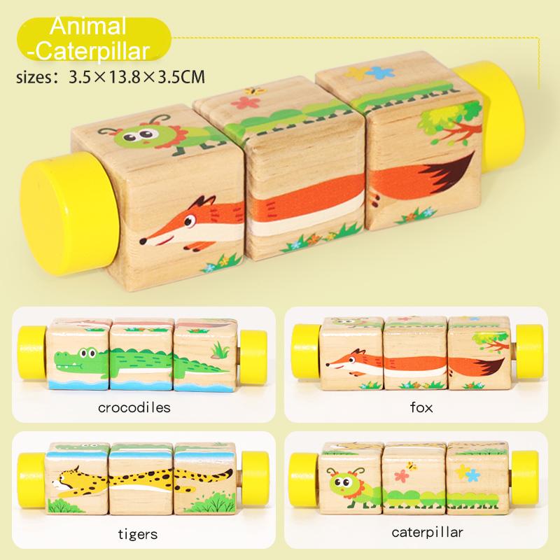 Wooden Rotating Puzzle Toy Educational Montessori Learning Block Toy for Toddlers Early Development and Fine Motor Skills