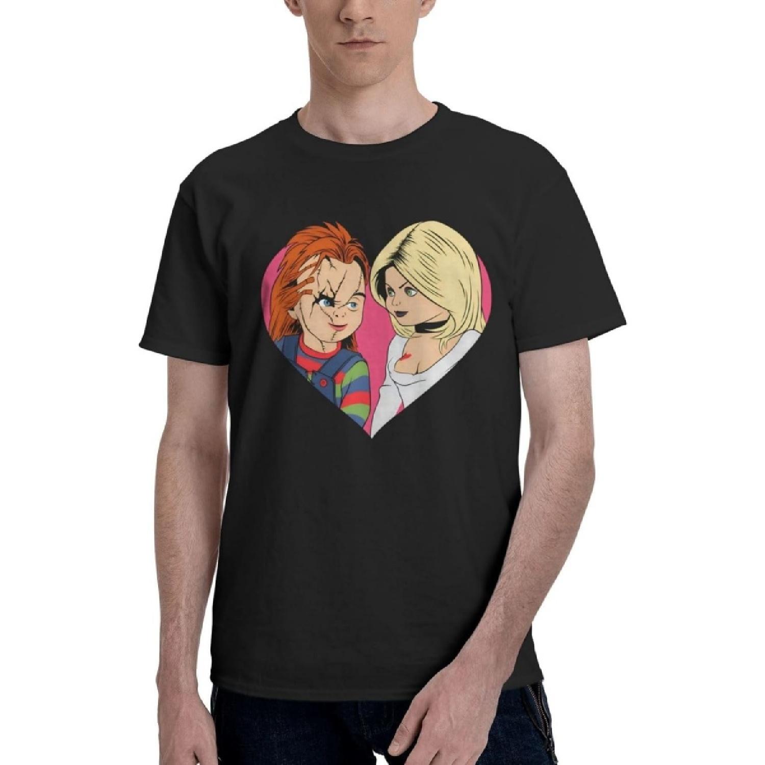 

UNTeewan Men s Crew Neck Short Sleeve Bride of Chucky Softstyle Cotton T-Shirt Undershirts Tops Summer Black Athletic Tshirt(2) XXXXXL різнокольоровий