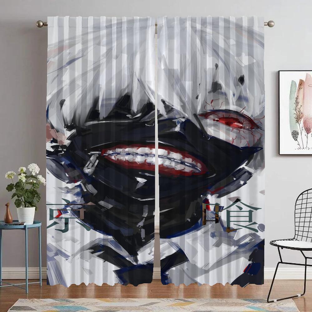 Tokyo Ghoul Elegant Room Curtains 2 Pieces Curtains for Bedroom Window Curtain Partition Halloween Decoration Shades Living Home