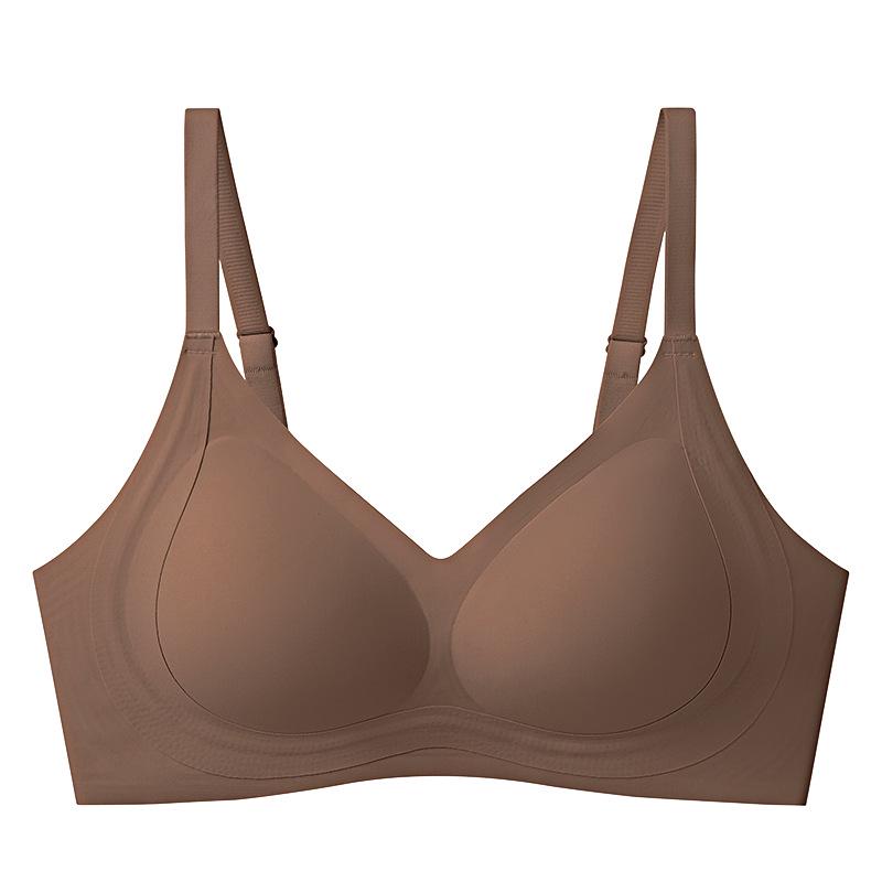 2026 New Jelly Gel Soft Support Temperature-Sensitive Invisible Lifting Bra - Wire-Free with Fixed Cups and Massage Feature XXL [135-150 lbs] кофейный