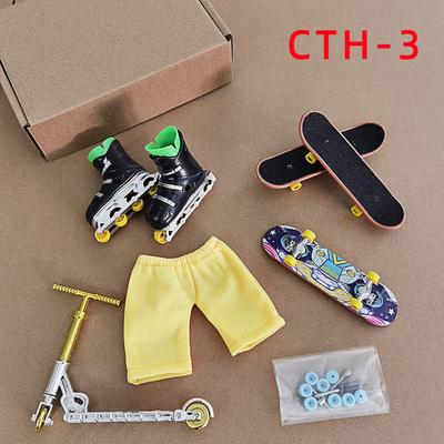 Mini Finger Skateboard Scooter Scooter Scooter Roller Skates Pants Set Double Warped Fingertip Board