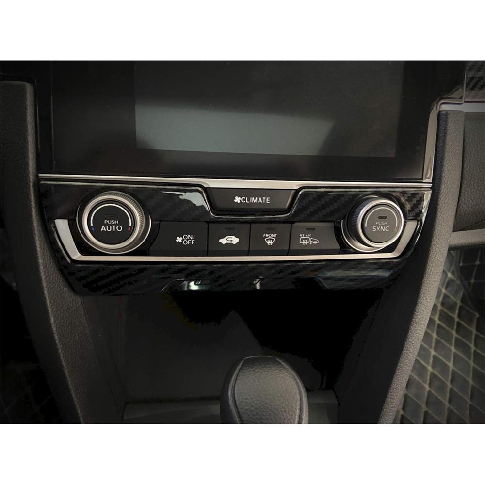 Carbon Fiber Look Center Console A/C Switch Cover Trim For Honda Civic 2016-2021
