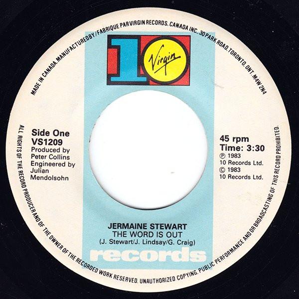 

7inch Record JERMAINE STEWART - The Word Is Out VS1209 10 Records 1983 Canada Dance & Electronica Used