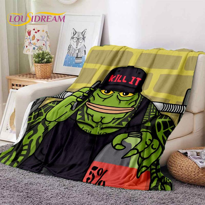 3D Cartoon Pepe Frosch Gesicht HD Weiche Flanelldecken, Überwurfdecke Bequeme Decke für Picknick Betten Sofa Haus Schlafzimmer Geschenke