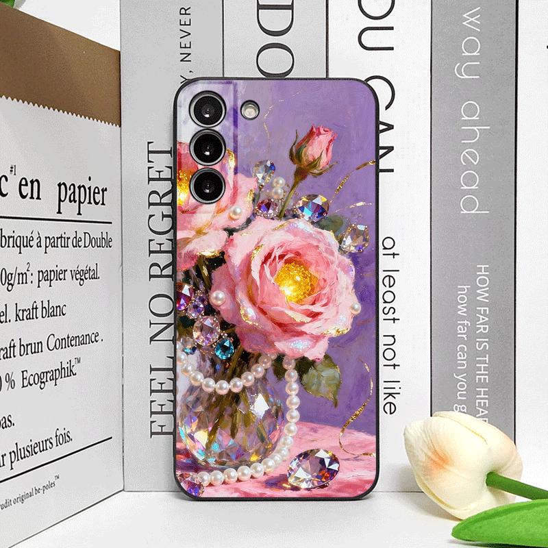 

Роскошный Чехол для Телефона с Принтом Розовой Розы и Алмазов для Samsung Galaxy S26 S25 S24+ S23 Ultra S22 Plus S21 FE S20 Мягкий Чехол Galaxy S26 Ultra