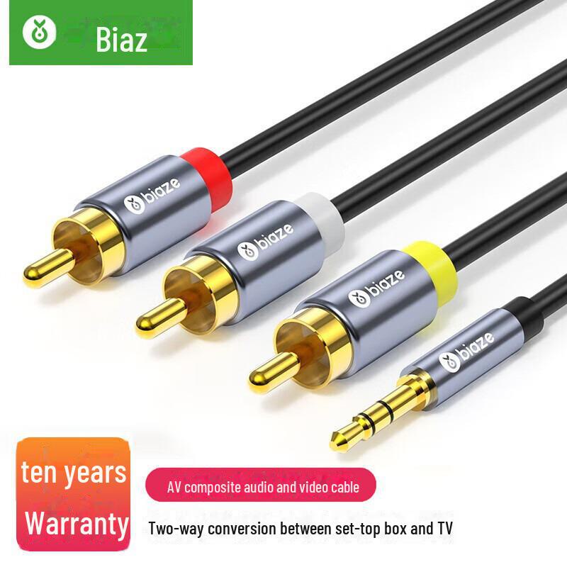 Biaz 3.5mm To Dual RCA Red & White Audio Cable for Mobile, PC, TV