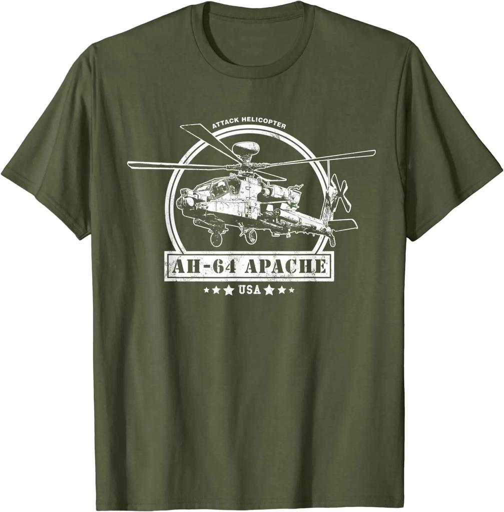 American AH-64 Apache Attack Helicopter T Shirt. New 100% Cotton Short Sleeve O-Neck T-shirt Casual Mens Top