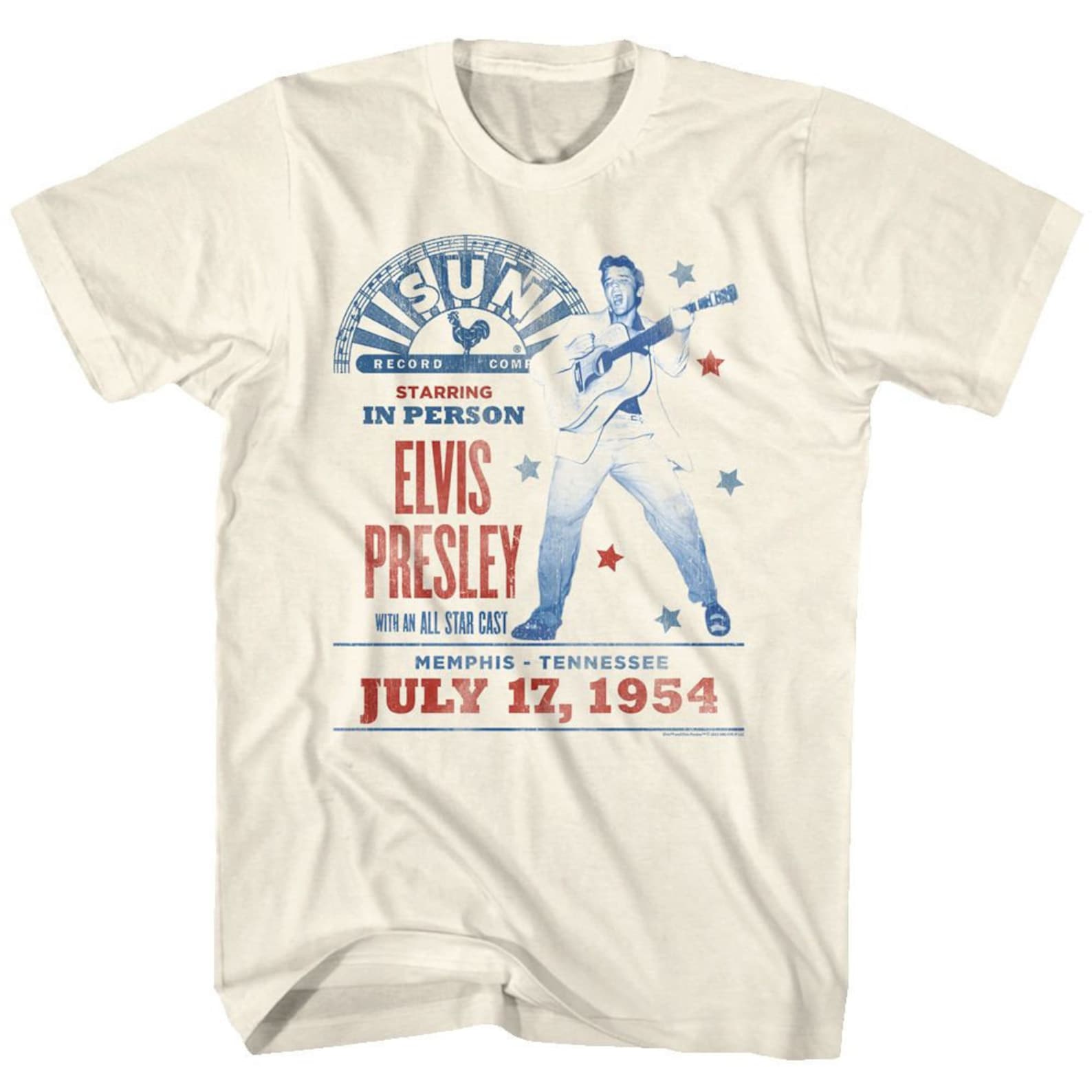 Elvis Presley Sun Records Concert Poster Natural Adult T-Shirt 4XL