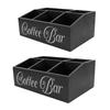 Coffee Station Organizer 5 Compartments Wooden Coffee Pods Holder Storage Basket for Countertop