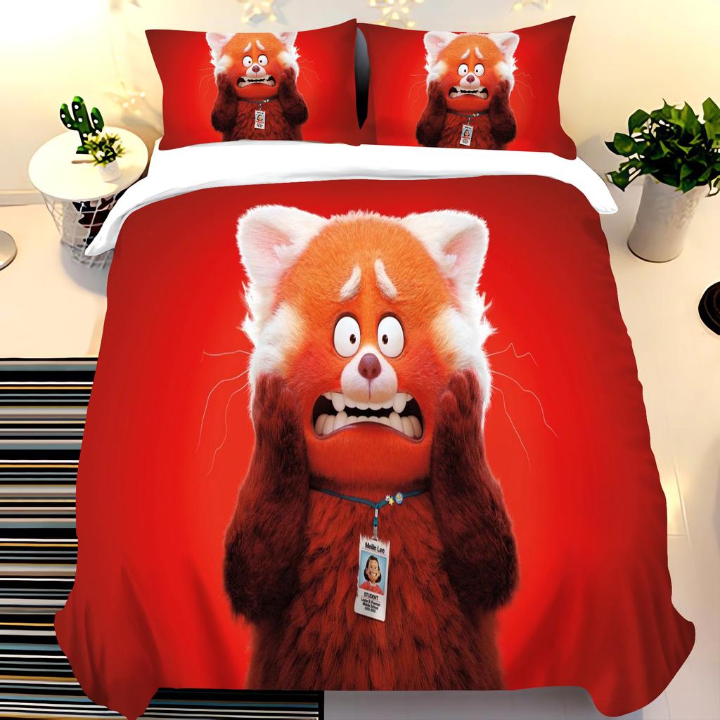 Pixar Red Panda Bedding Sets Duvet Cover Set King Size Children'S 3-Piece Set 1 Quilt Cover 100% Polyester Home Comforter