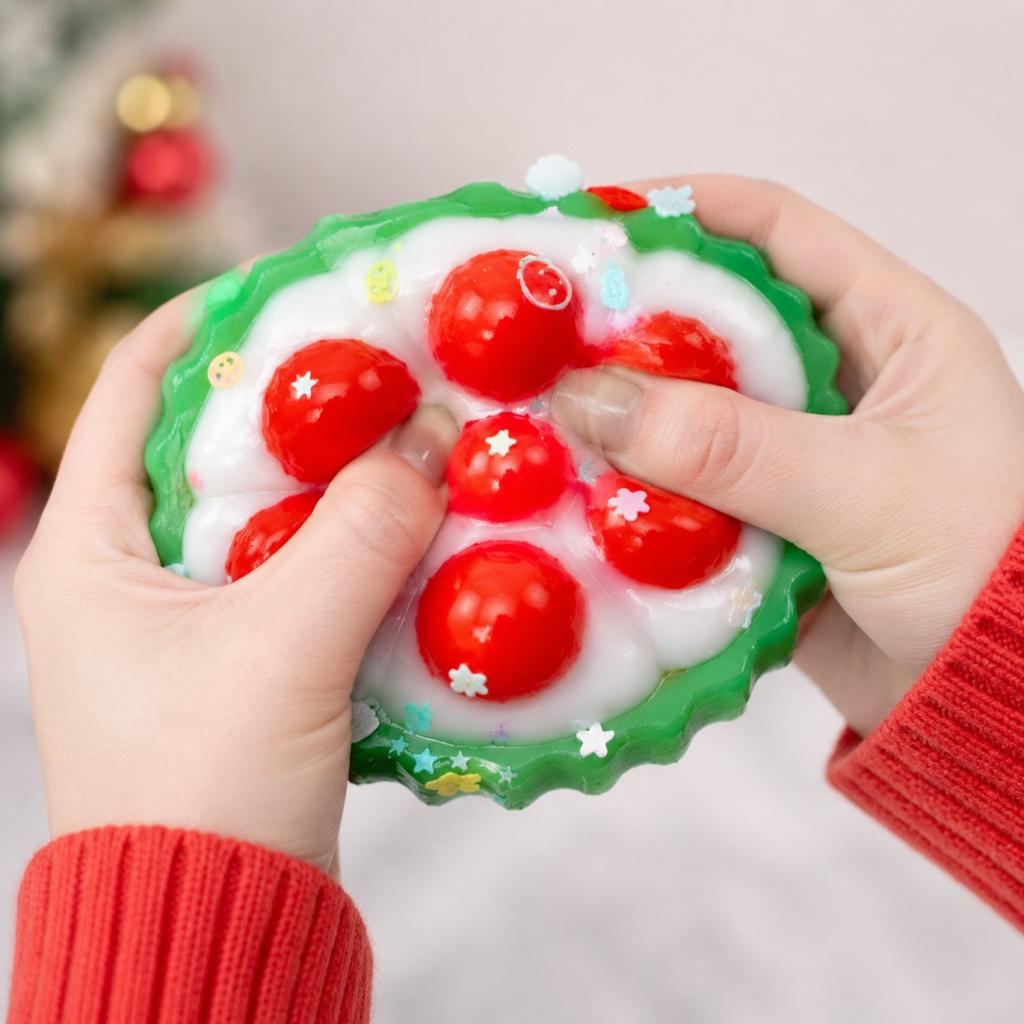 Christmas Themed Popping Sensory Toy Set Soft Silicone Bubble Fidget Toy Stress Relief Sensory Game for Kids and Adults