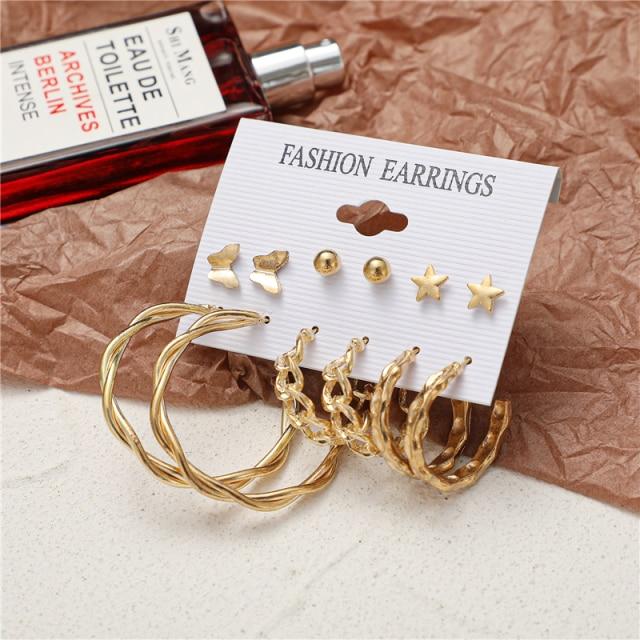 17KM Trendy Exquisite Pearl Metal Earrings Set for Women Geometric Circle Dangle Drop Earrings Acrylic Set of Earrings Jewelry