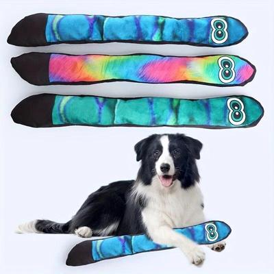 Juguete divertido con relleno de animales de serpiente, juguete para perros con chirriadores, juguete masticable para perros de felpa duradero sin relleno, juguete con chirrido para mascotas