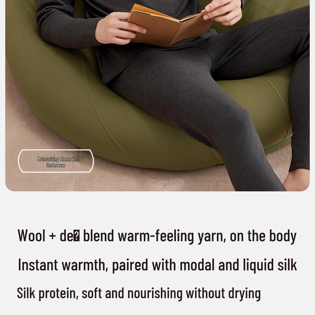 Men's 2025 Wool Silk Protein Thermal Underwear Set - German Velvet, Fleece-Lined, Extra Thick for Autumn