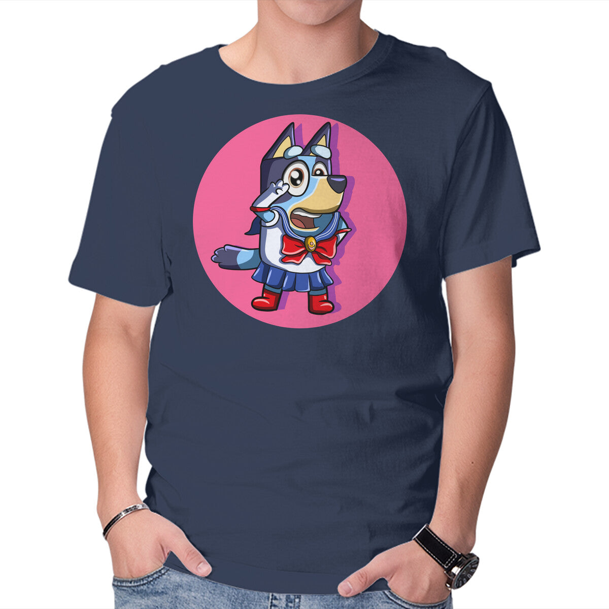 Unisex Crew Neck T-Shirt Sailor Bluey Graphic Short Sleeve Casual Tee XXXL