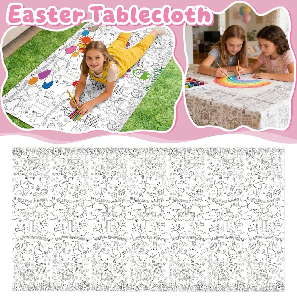 Easter Egg Doodle Paper Tablecloth, Children's Game, Disposable Paper, Holiday Party Decoration.