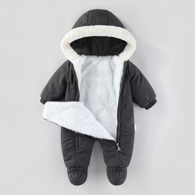 Newborn Baby Girl Jumpsuit Autumn and Winter Baby Romper With Gloves Warm Infant Snowsuit Thicken Cartoon Baby Ski Suit Coat