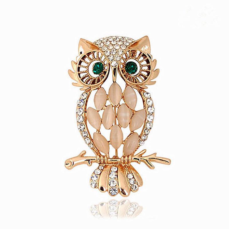 Rhinestone Cat s Eye Owl Brooch - Women s Versatile Fashion Lapel Pin Zhenyao Jewelry