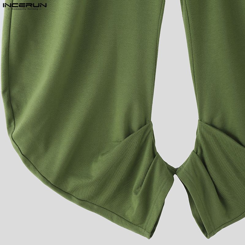INCERUN Men Elastic Waist Casual Baggy Drop-crotch Pants Long Harem Trousers