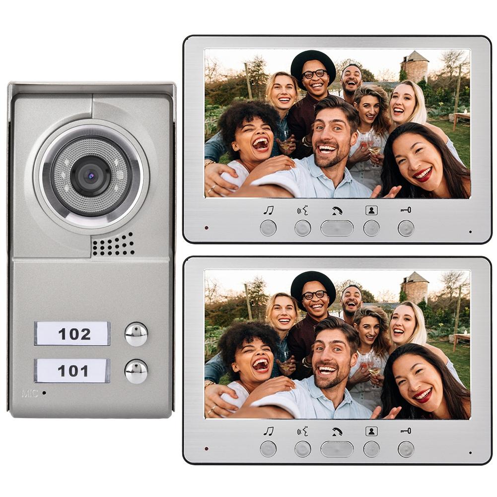7inch Apartment 2 Units Wired Video Door Phone Visual Entry Intercom System110