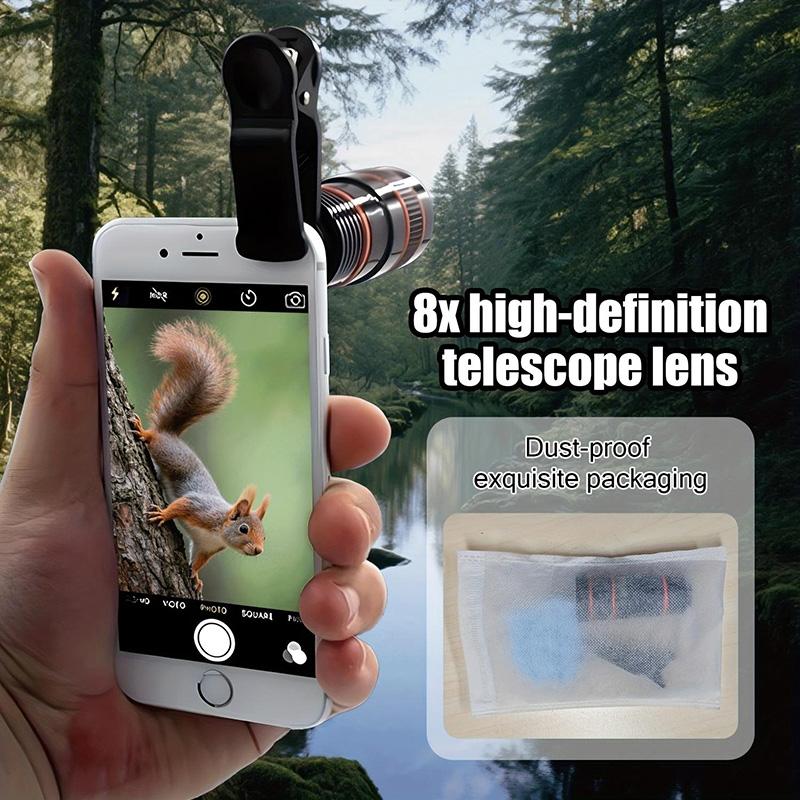 8x HD Clip-On Smartphone Telephoto Lens, Portable Zoom for Enhanced Night Photography, Stargazing, and Outdoor Exploration