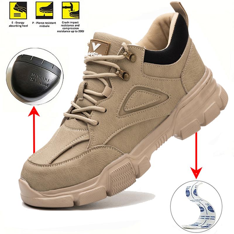 Leichte Sicherheitsschuhe Atmungsaktive Stahlkappenschuhe für Herren Rutschfest Durchtrittsicher Arbeitssneaker Low-Top Arbeitsschuhe