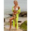 Damen Strand Sonnenschutz Riemen Taille Schlitz Durchsichtiges Netz Bikini Strickjacke Cover Up