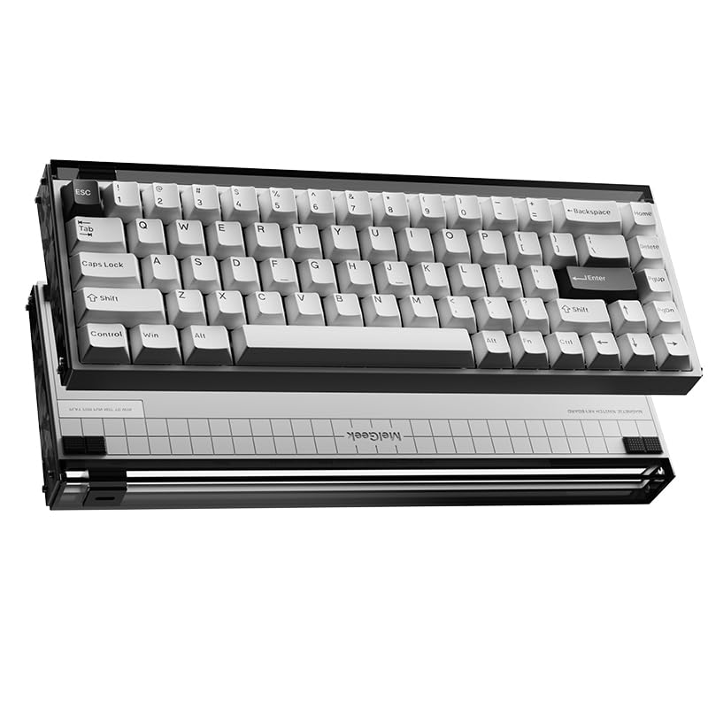 MelGeek MADE68 Wired US English Hall Effect Magnetic Gaming Rapid RGB Snap Tap Adjustable Online HIVE Aluminum Case Black Ultra+ Keyboard, Layout,